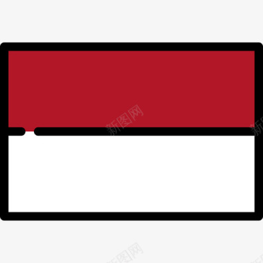 印度尼西亚旗帜收藏长方形图标图标