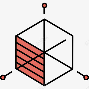 立方体图形工具6彩色128px图标图标
