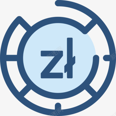 兹罗提货币元素2蓝色图标图标