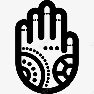 指甲花手绘印度教收藏直线型图标图标