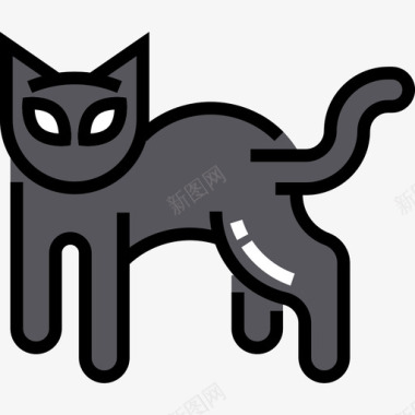 黑猫万圣节8线性颜色图标图标