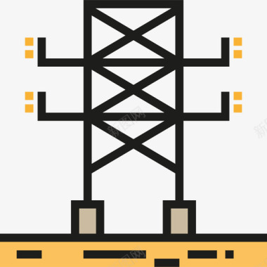 电线塔城市2线性颜色图标图标