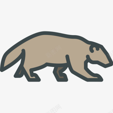 狼獾森林动物3线状颜色图标图标