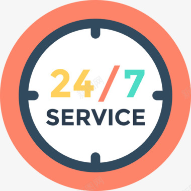 24小时酒店和服务循环图标图标
