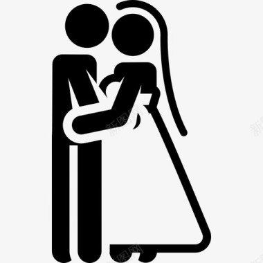 新婚夫妇婚礼象形图填充图标图标