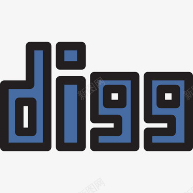 Digg社交媒体图标徽标线条颜色图标