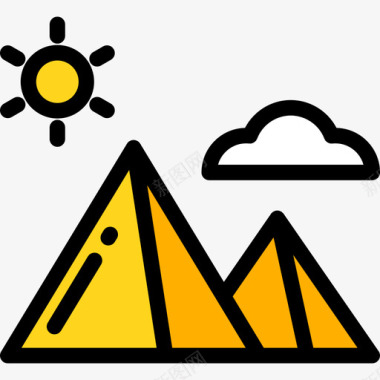 金字塔景观15线性色彩图标图标
