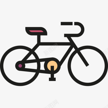 自行车酒店2线性颜色图标图标