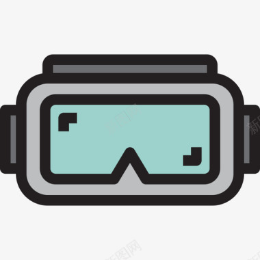 潜水护目镜2线性颜色图标图标