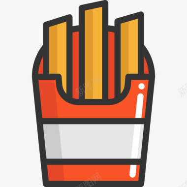 炸薯条食物线性颜色线性颜色图标图标