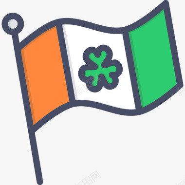 爱尔兰圣帕特里克节线性颜色图标图标