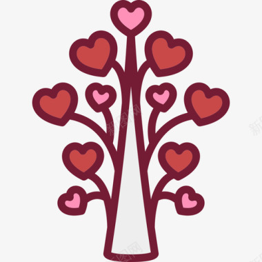 爱之树线性颜色情人节套装浅圆形图标图标