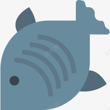 鱼烹饪套装扁平图标图标