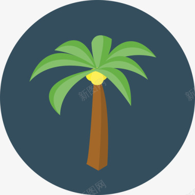 棕榈树旅游交通环行平坦图标图标