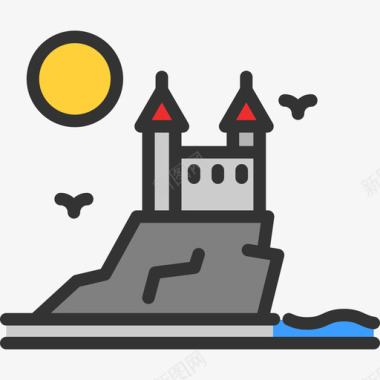 城堡风景线的颜色线的颜色图标图标