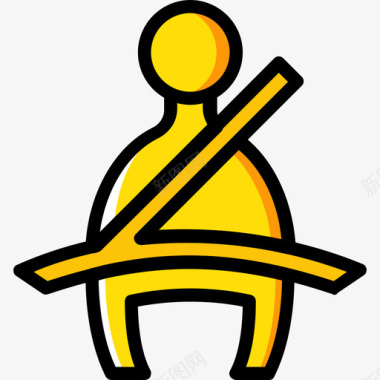 安全带汽车零件黄色图标图标