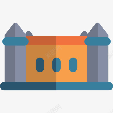 堡垒城市和建筑物颜色平淡图标图标