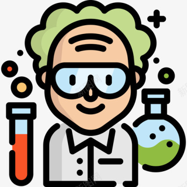 化学家职业和工作3线性颜色图标图标