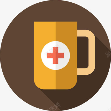 咖啡杯医院套装扁平图标图标