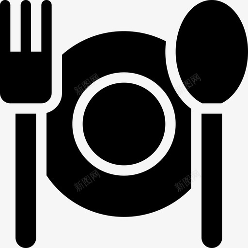 食物叉子盘子图标svg_新图网 https://ixintu.com 勺子 厨房符号 叉子 盘子 食物