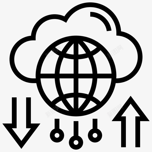 云数据地球图标svg_新图网 https://ixintu.com 世界 云 云技术线 地球 技术 数据