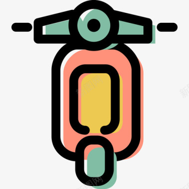 摩托车彩色旅游和运输资产图标图标