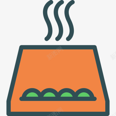 烤箱厨房4线性颜色图标图标