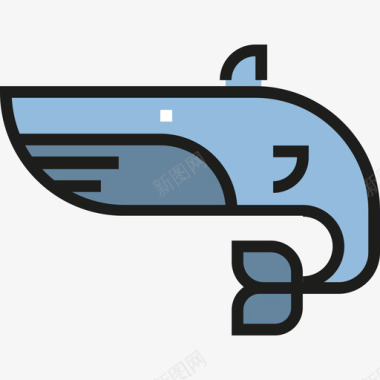 鲸鱼动物2线性颜色图标图标