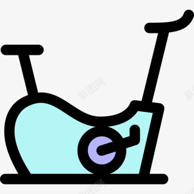 固定自行车运动线性彩色健身元素图标图标