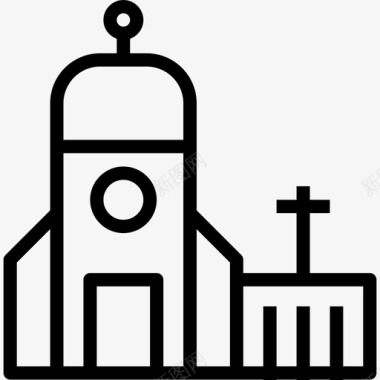 教堂建筑汇编线性图标图标