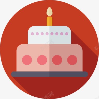 生日蛋糕圆形彩色食品扁平图标图标