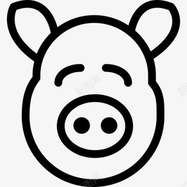 猪动物头直系图标图标