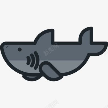 鲨鱼动物10线颜色图标图标