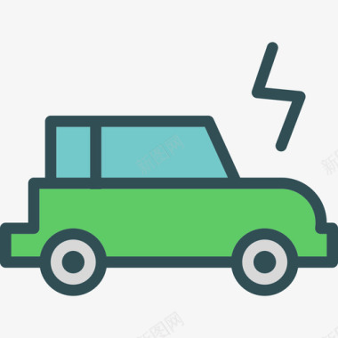 电动汽车运输2线性颜色图标图标