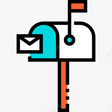 邮寄通信和媒体6线性颜色图标图标