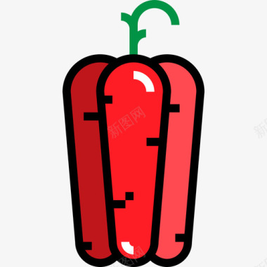 甜椒食品和餐厅3线性颜色图标图标