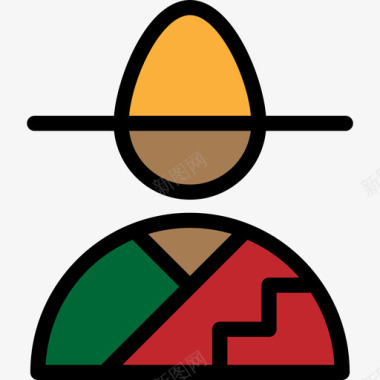 墨西哥男人墨西哥元素6线性颜色图标图标