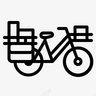 自行车邮递员旅游图标图标