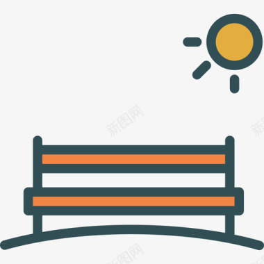 长凳活动线性颜色图标图标