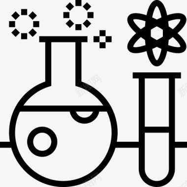 生物化学烧瓶线性图标图标