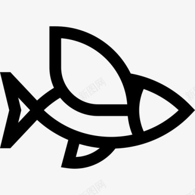 飞鱼海洋生物直线型图标图标