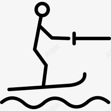 滑水运动和游戏直线型图标图标