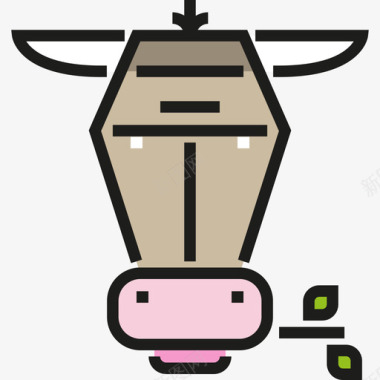 牛动物2线性颜色图标图标