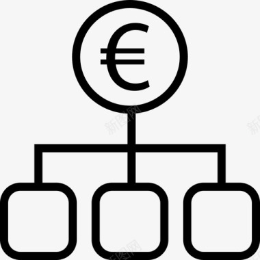 欧元商业和金融图标集合细线图标