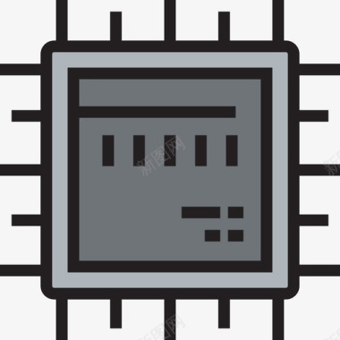 微芯片工业2线性彩色图标图标