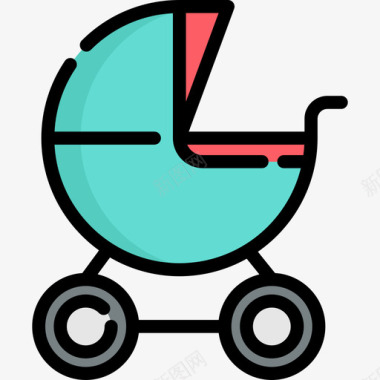 婴儿车家庭6线性颜色图标图标