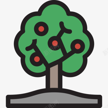果树生态与自然3线形色彩图标图标