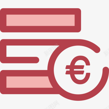 欧元电子商务9红色图标图标