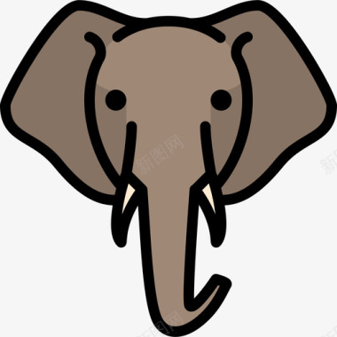 大象动物25线形颜色图标图标