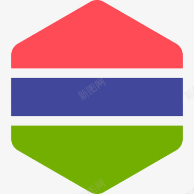 冈比亚国际国旗2六边形图标图标